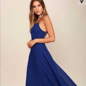 LULU’S STRAPPY TO BE HERE ROYAL BLUE MAXI DRESS